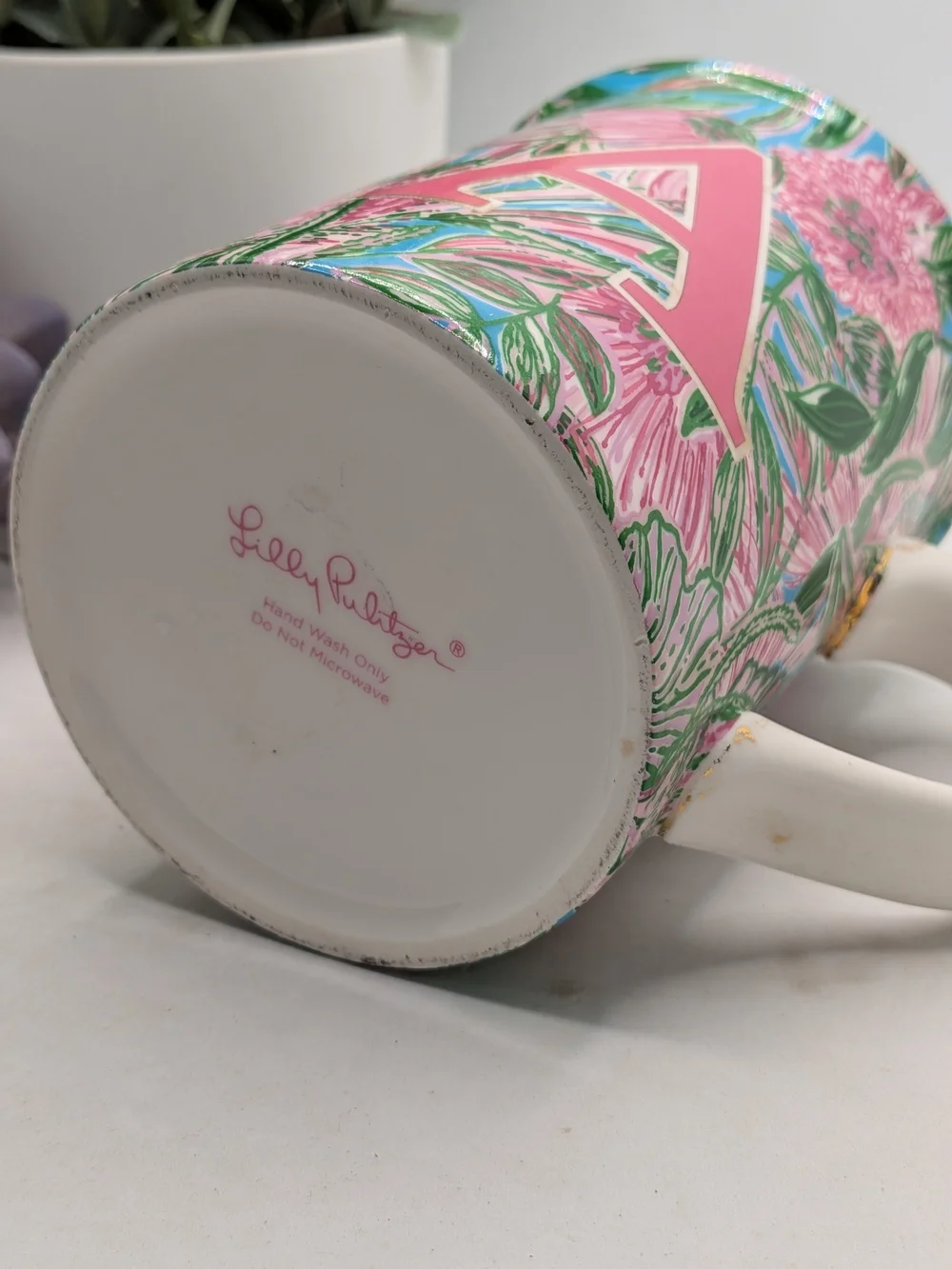 Lily Pulitzer 'A' Floral Ceramic Mug - Pink